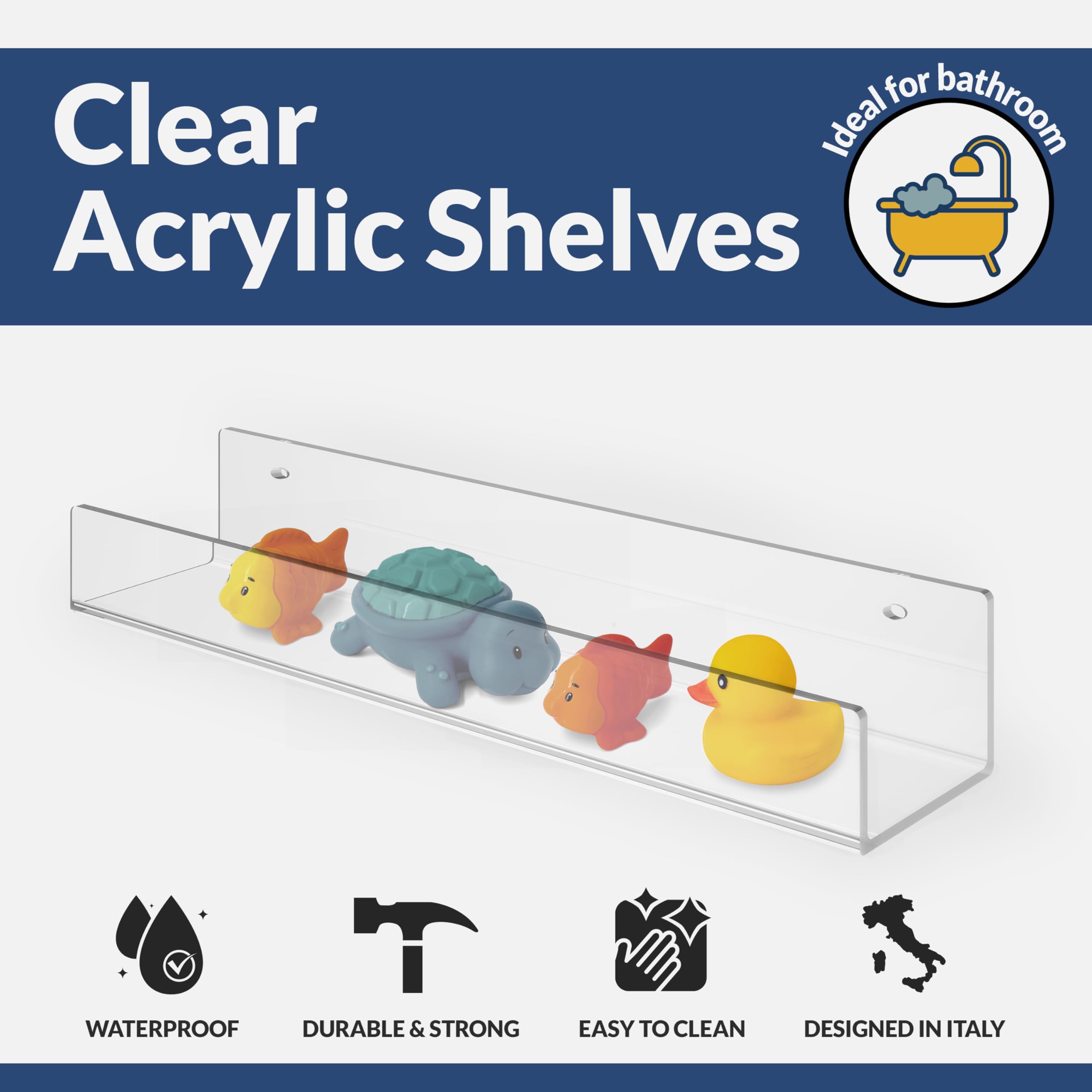 Nature Supplies Acrylic Floating Shelves | 3 Pack Clear Nursery Bookshelf