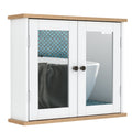 kleankin Bathroom Mirror Cabinet Wall Mounted Storage Cupboard with Double Door and Adjustable Shelf, White