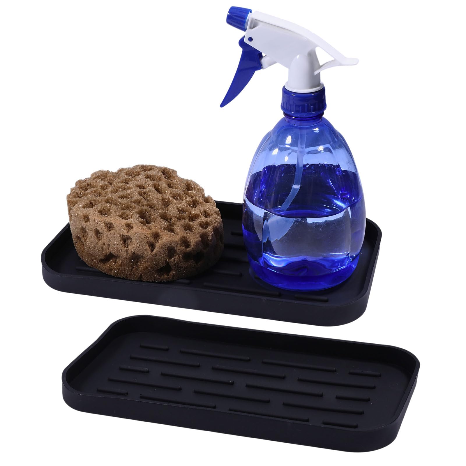 Silicone Sink Organizer Tray – 2 Pack Kitchen Sponge Holder
