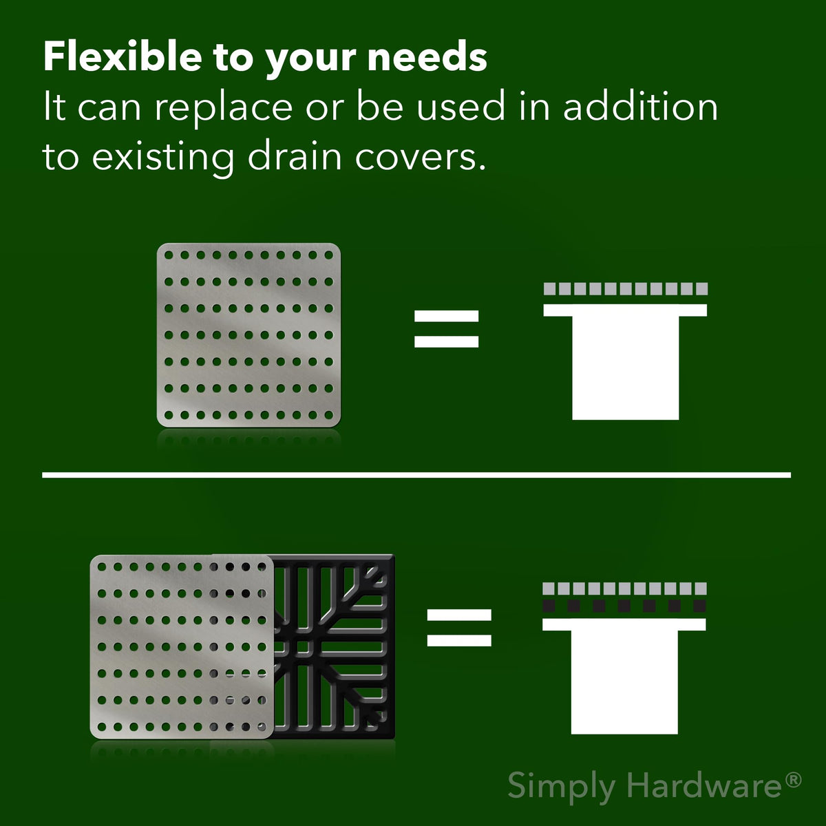 Simply Hardware® Square Drain Guard/Swirl Cover - 4 Inch up to 9 Inch Stainless Steel - Keep Drains Clear from Leaves & Debris - 6" x 6" - image 5