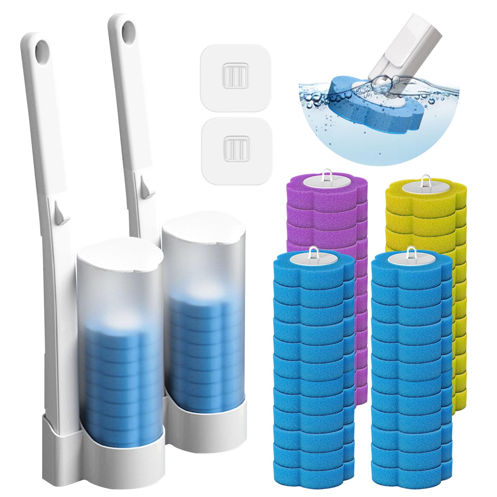 Disposable Toilet Brush Set | 2 Pack with 48 Scented Refills