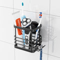 TAILI Bathroom Toothbrush Holder Wall Mounted, Strong Suction, Black, Metal - image 1