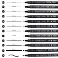 EYEYE Micro Fineliner Pens - 12 Black Archival Ink Drawing Art Markers