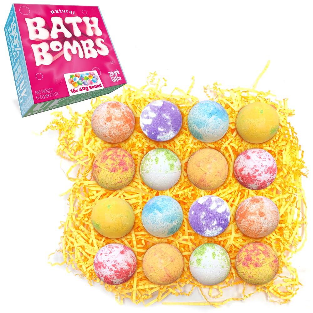 Zimpli Gifts 16-Piece Bath Bomb Gift Set – Handmade Vegan Spa Kit