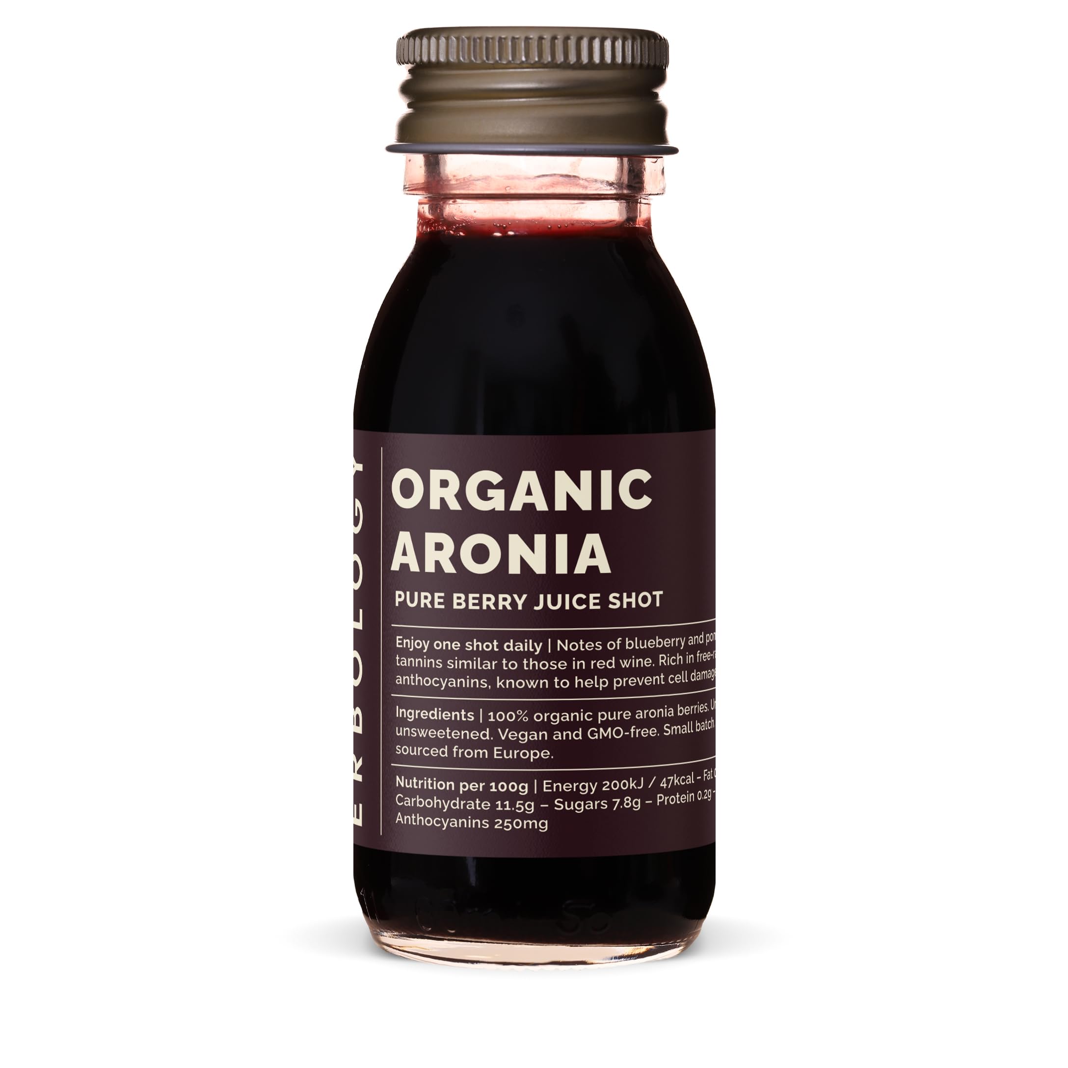 Erbology Organic Aronia Berry Juice Shots – 12 Pack (60ml) | Undiluted