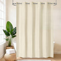 VANZAVANZU Hookless Boho Shower Curtain – Waterproof Linen Blend Fabric