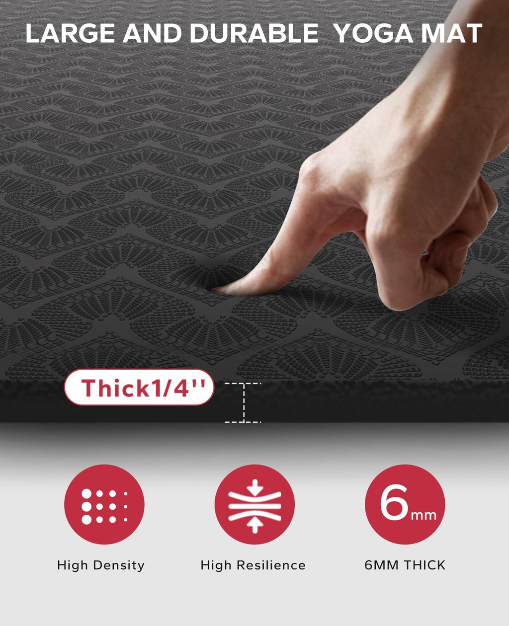 HAPBEAR Extra Large Yoga Mat – 6mm Thick Non-Slip TPE Exercise Mat