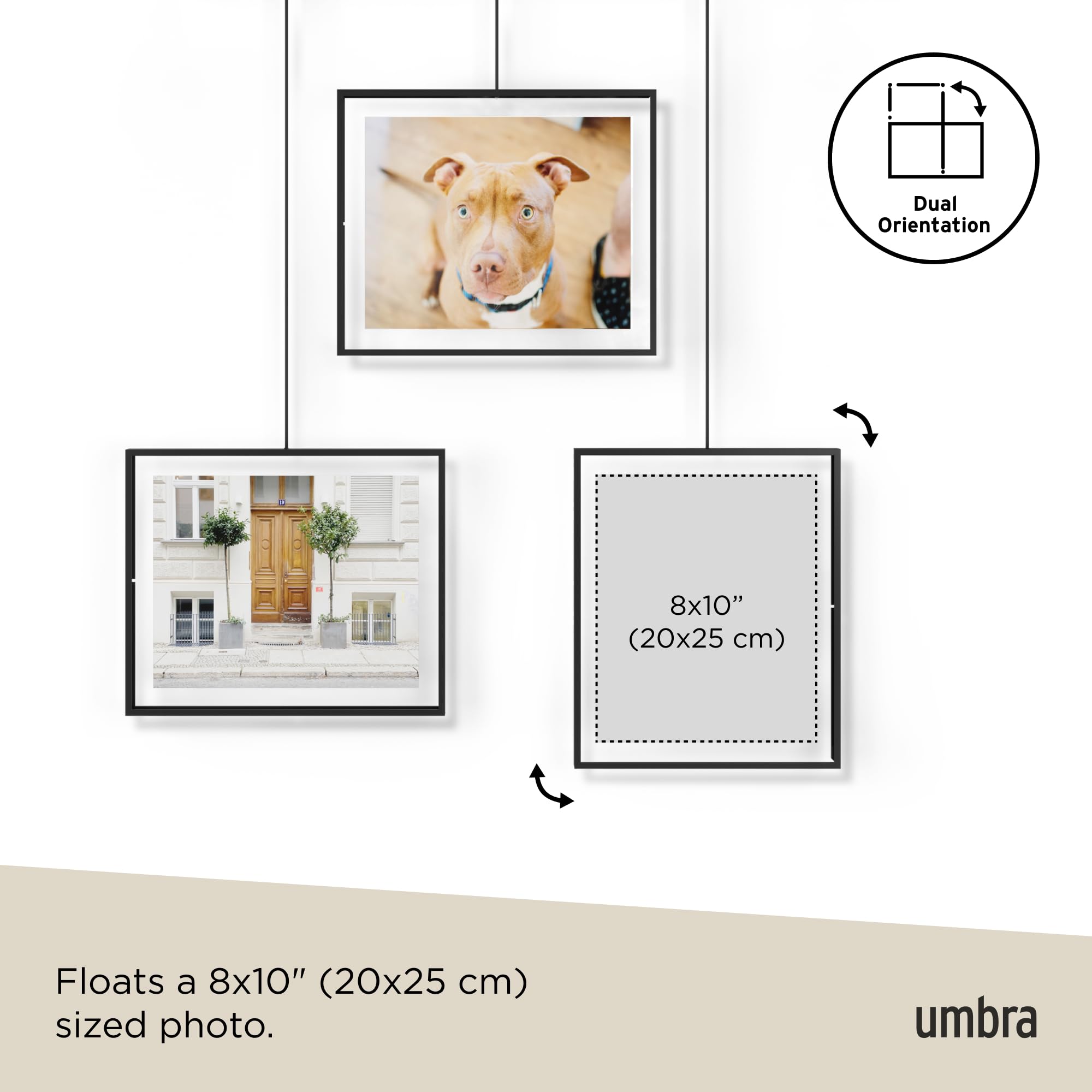 Umbra Exhibit Set of 3 Picture Frames - Black Metal Wall Gallery