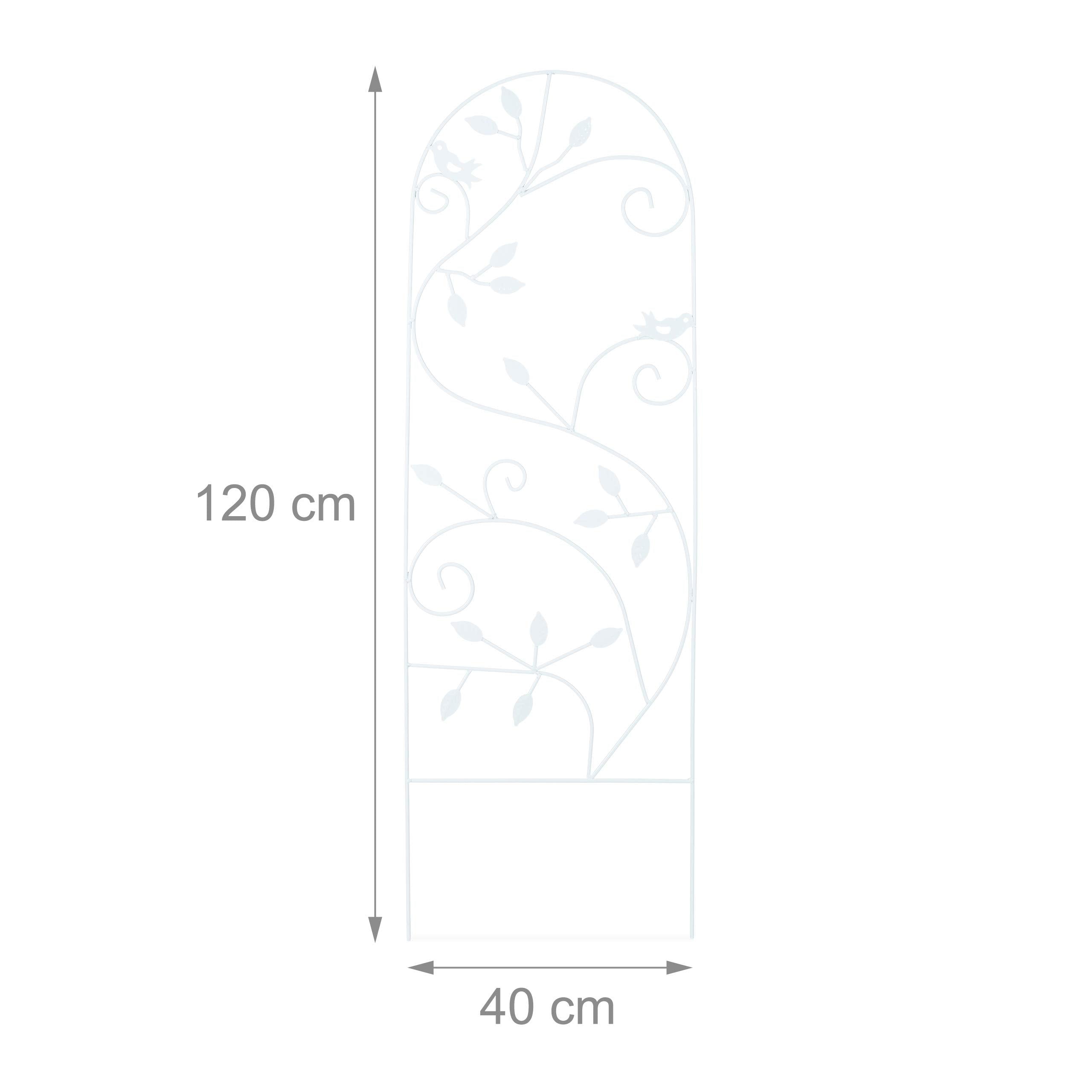 Relaxdays Metal Garden Trellis – 120x40cm Bird Design Plant Support, White