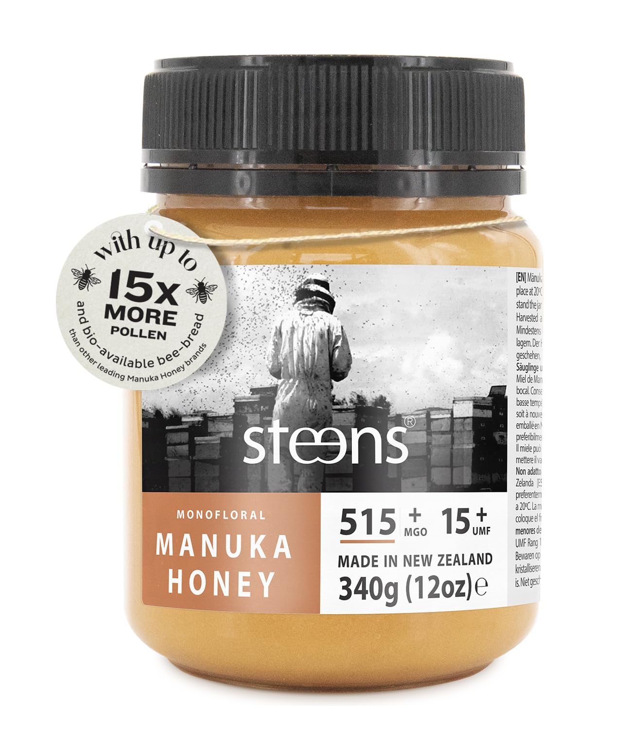 Steens Raw Manuka Honey | UMF 15+ MGO 515+ | New Zealand – 340g