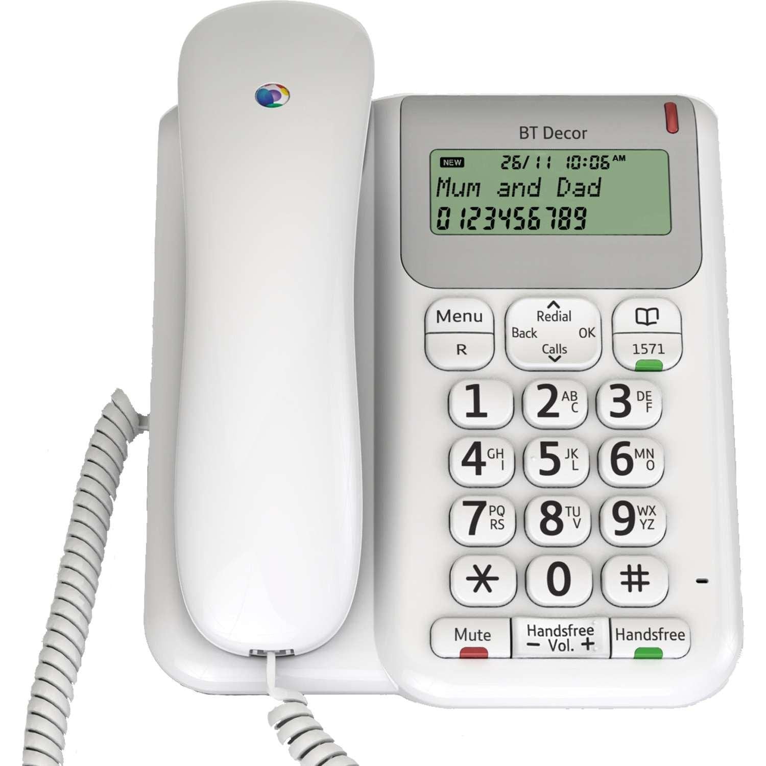 BT Décor 2200 Corded Landline Phone – Handsfree with Phonebook