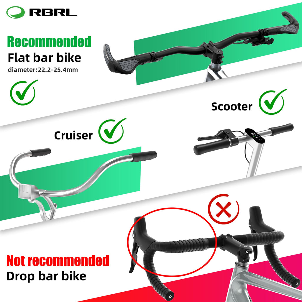 RBRL Bike Mirror | Aluminum Alloy Handlebar Mount HD Glass Ebike Mirror