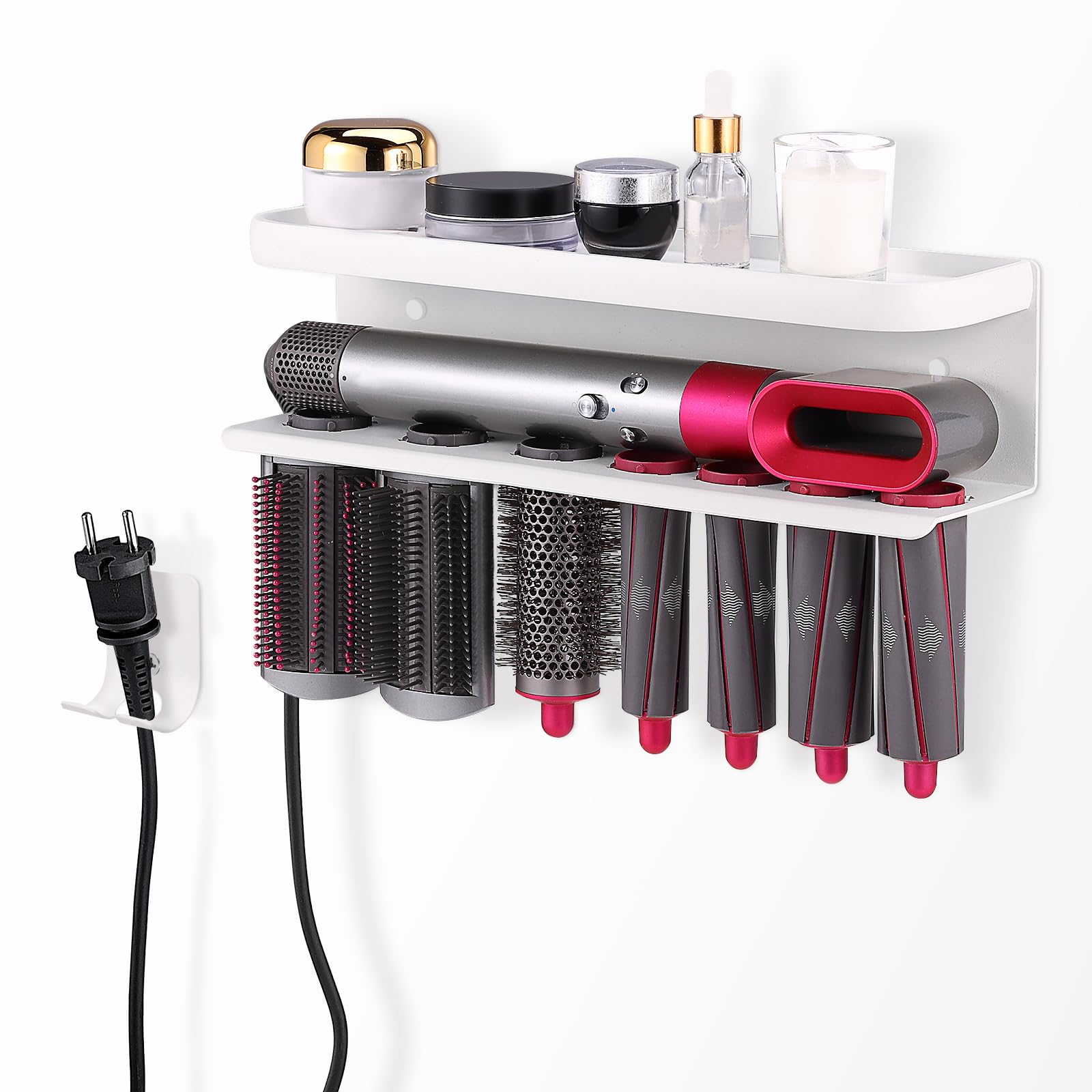 AXNSATRE Hair Dryer Holder for Dyson Airwrap & Supersonic - No Drill White