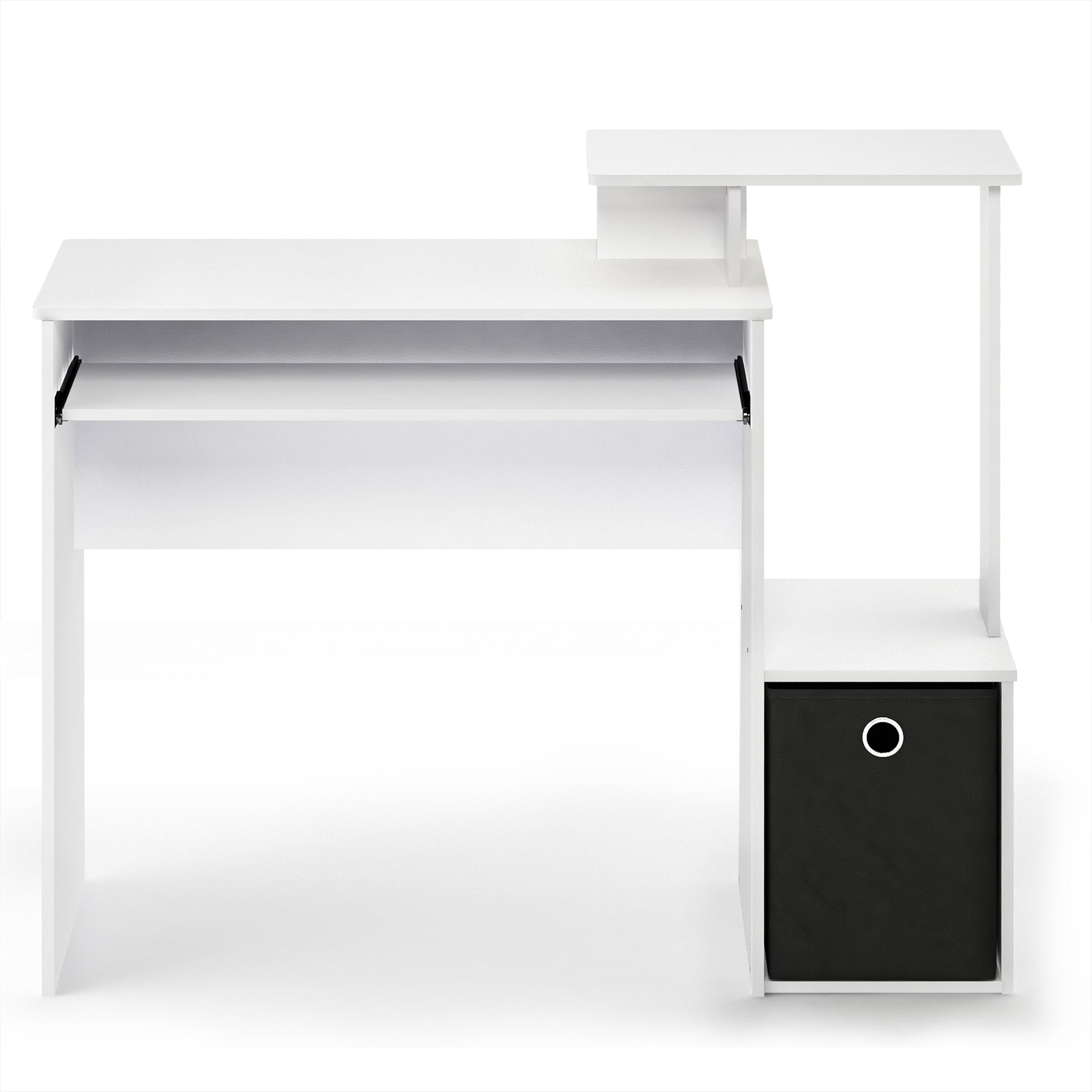 Furinno Econ Computer Writing Desk with Storage Bin – White/Black