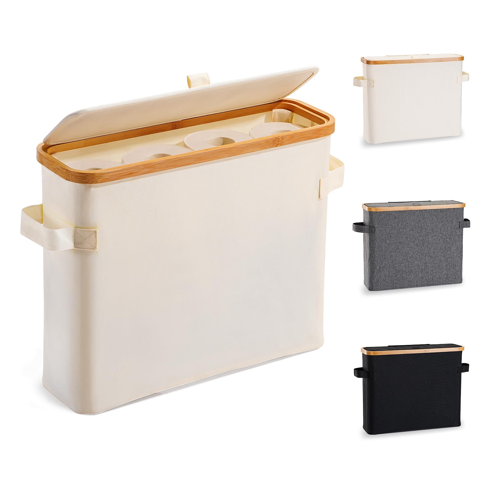 Jolof Store Bamboo Toilet Paper Storage Holder - Free Standing Basket