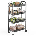WELDUN 4-Tier Storage Trolley, Meatl Rolling Cart, Mesh Storage Cart Black - image 1