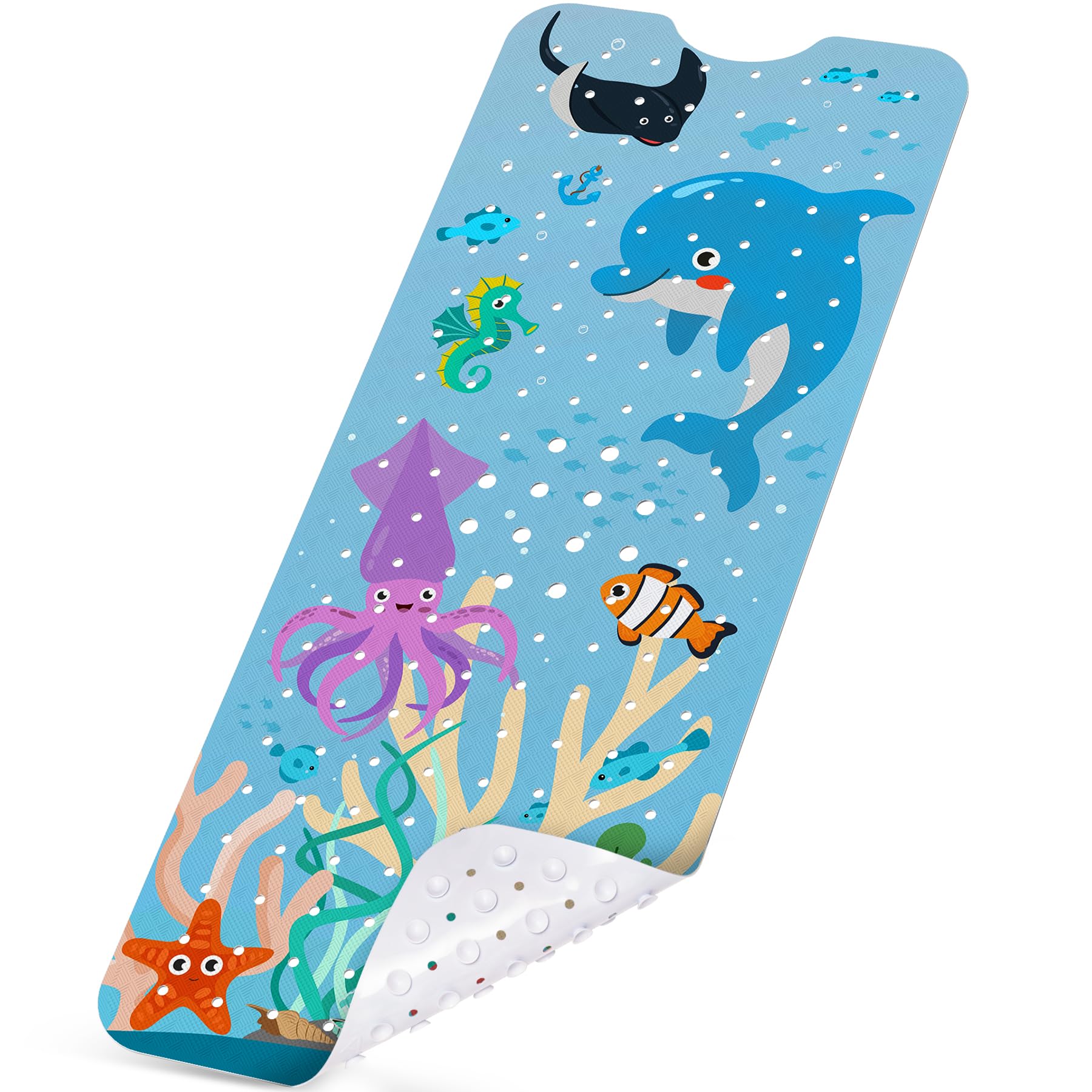 NiBaby Non-Slip Baby Bath Mat | Sea World PVC Mat for Tub & Shower