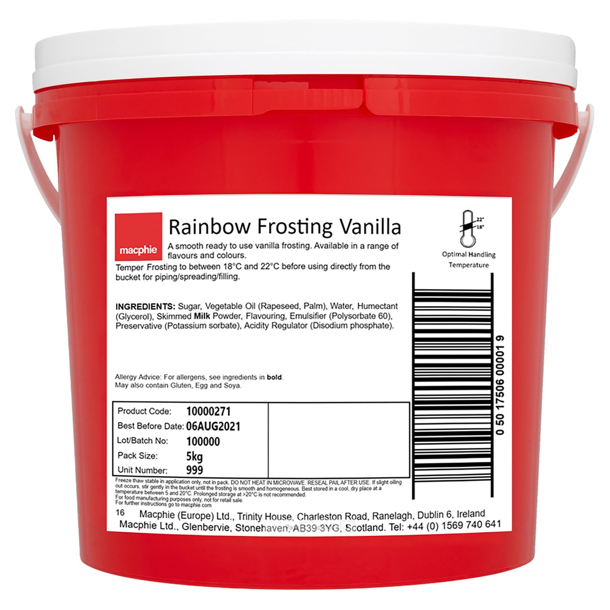 Macphie Vanilla Rainbow Frosting – 5kg Ready-to-Use Cake Icing