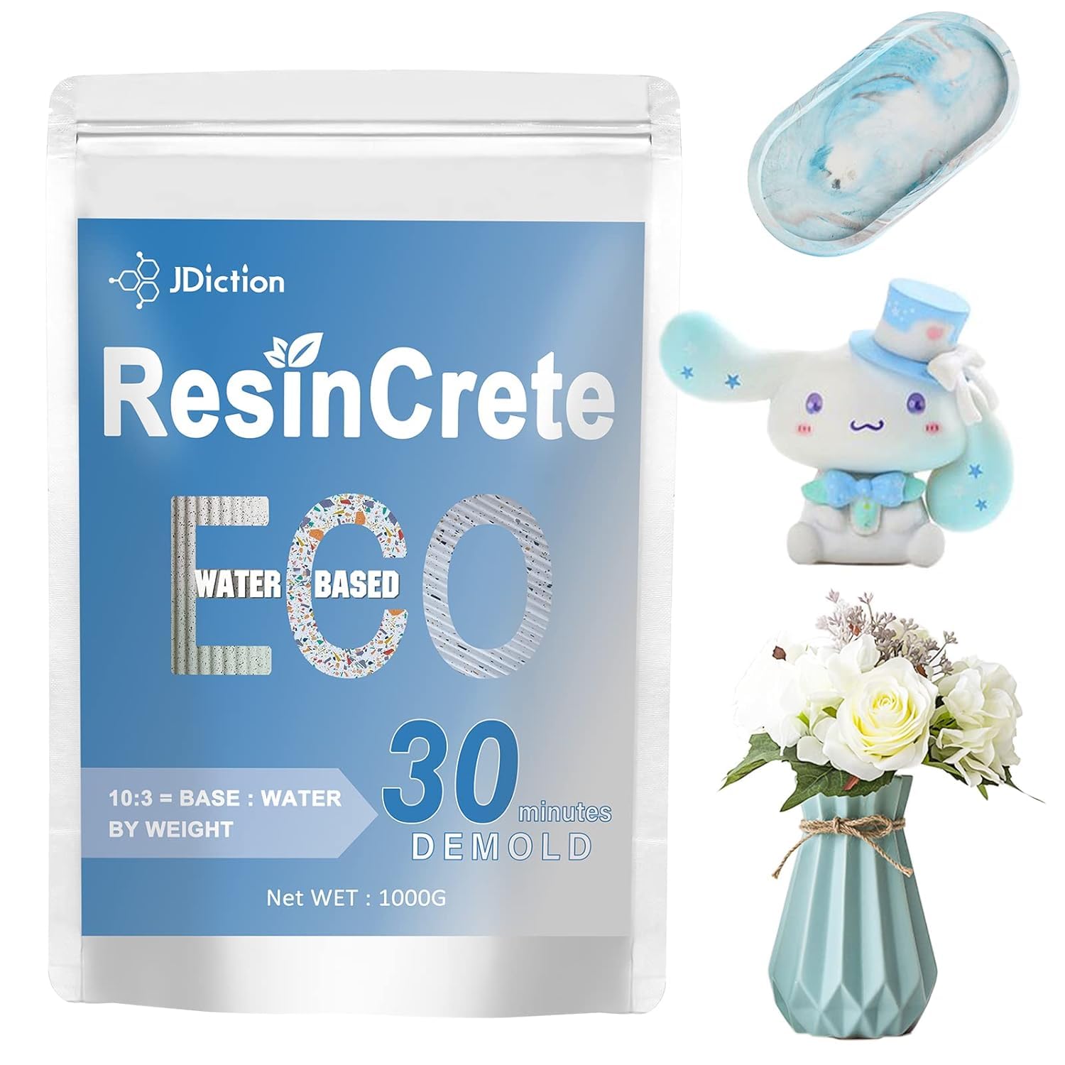 JDiction ResinCrete 1000g | Fast Curing Water-Based Terrazzo Casting Resin