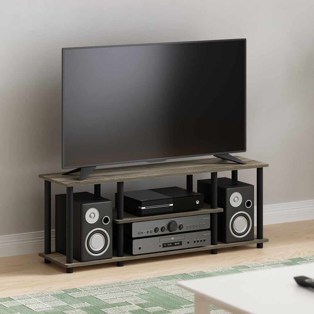 Furinno Turn-N-Tube 3-Tier TV Stand for 50-Inch TV, French Oak/Black