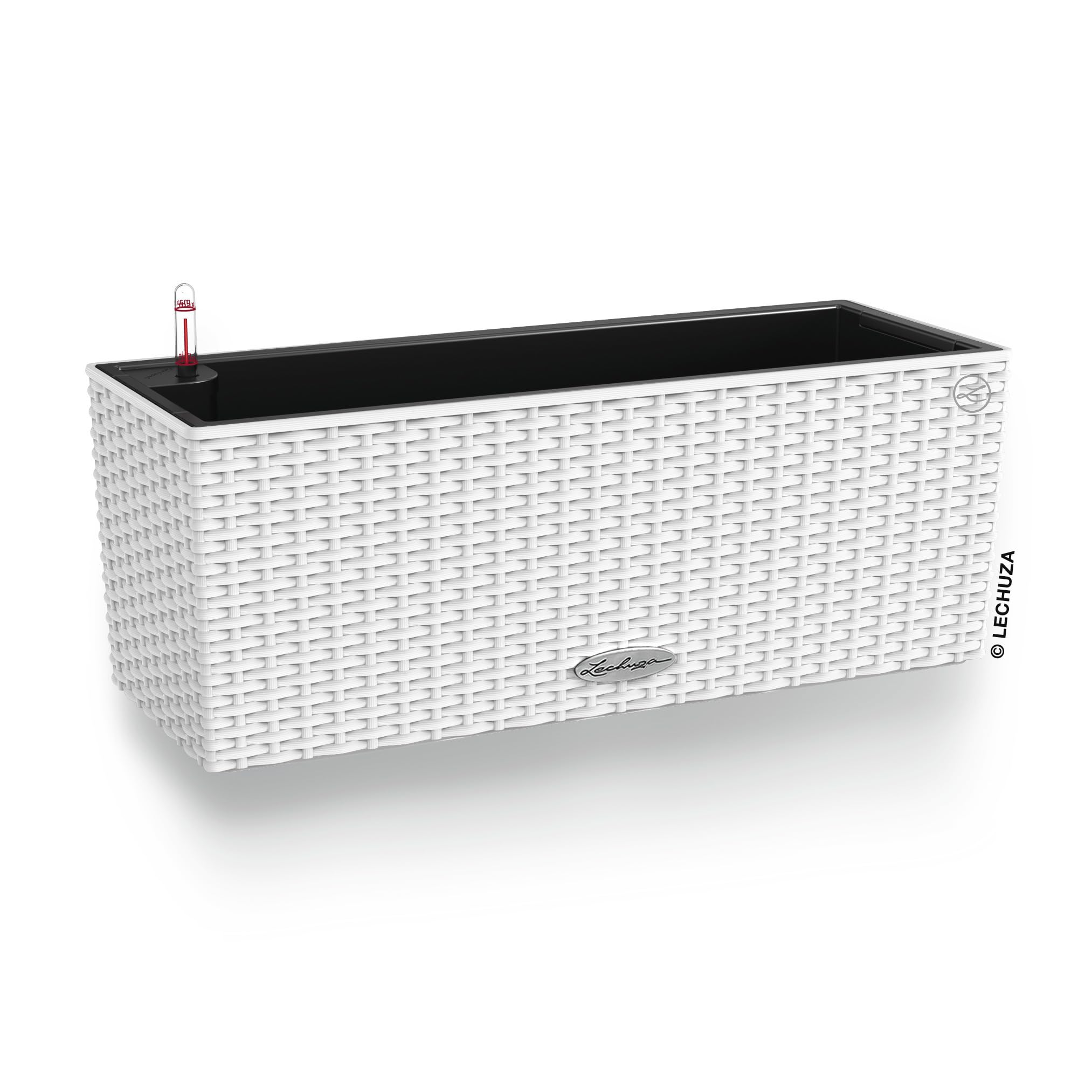 Lechuza BALCONERA Cottage 50 Self-Watering Rattan Planter – White