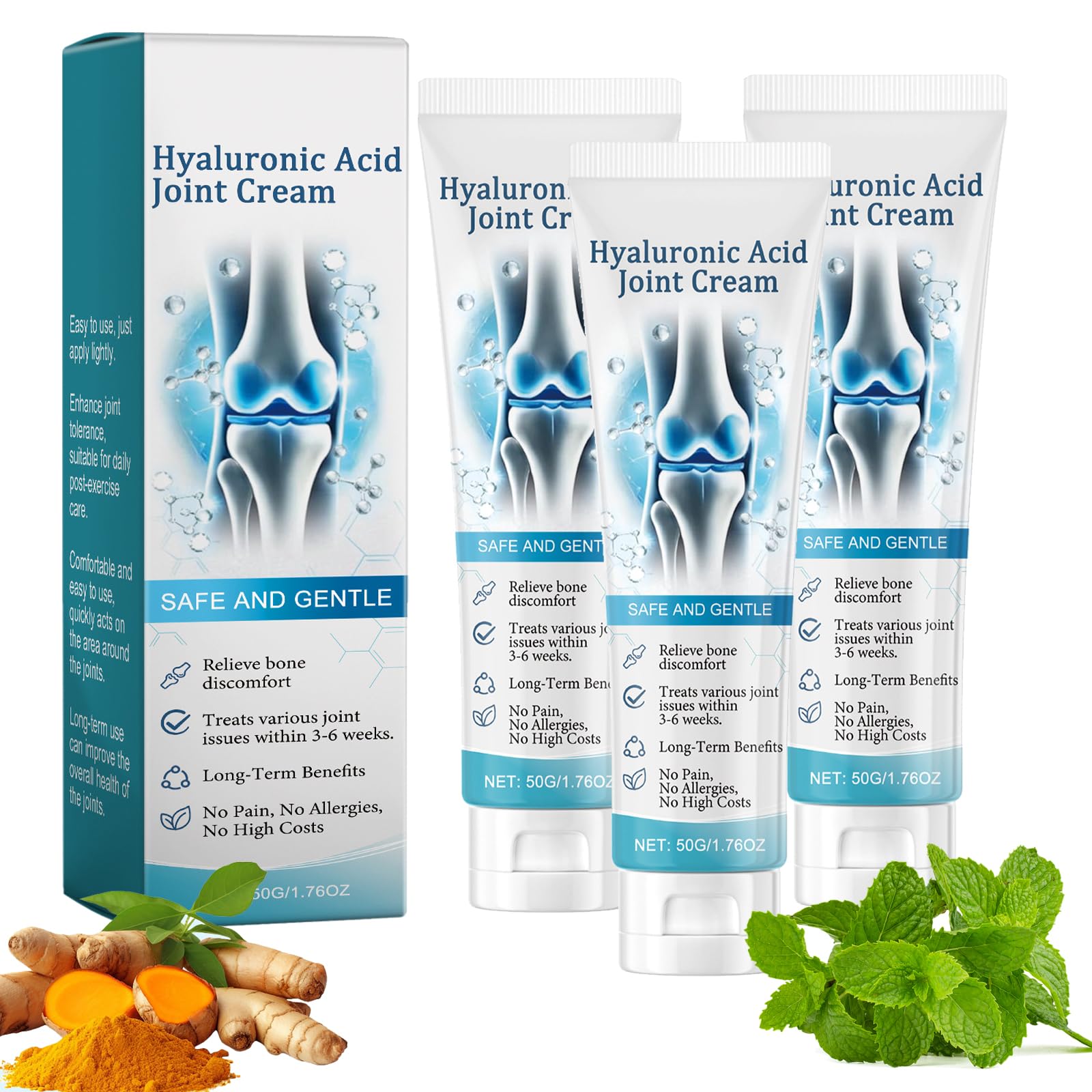Jolof Store Hyaluronic Acid Joint Relief Cream – 3pcs Menthol Cooling Gel
