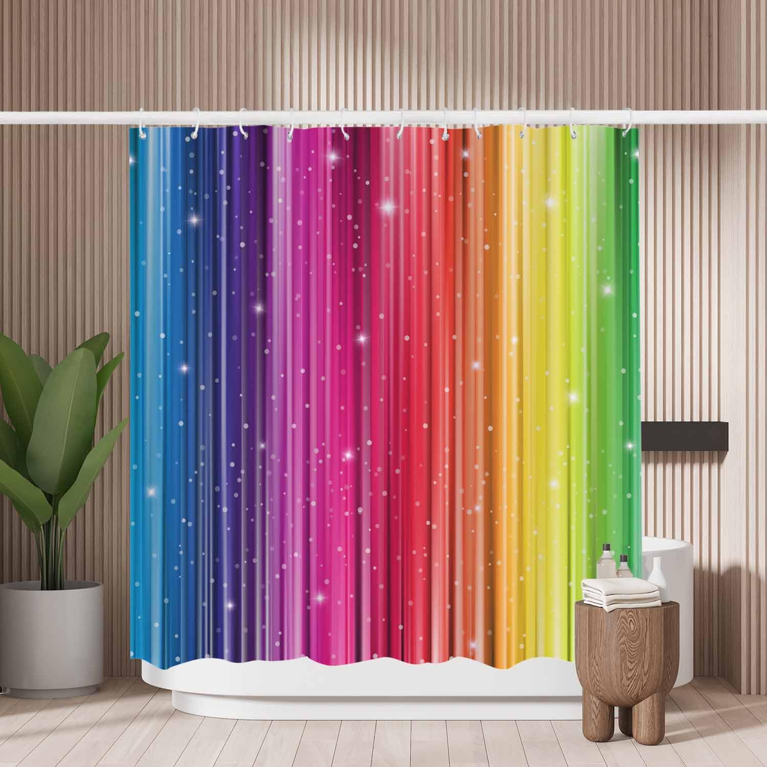 Woutay Rainbow Shower Curtain – Mold Resistant Waterproof Polyester