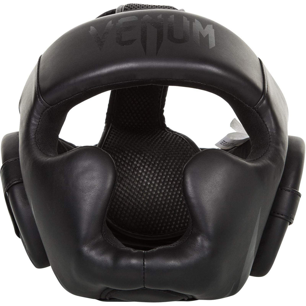 Venum Challenger 2.0 Boxing Headgear – Black Skintex Leather – One Size