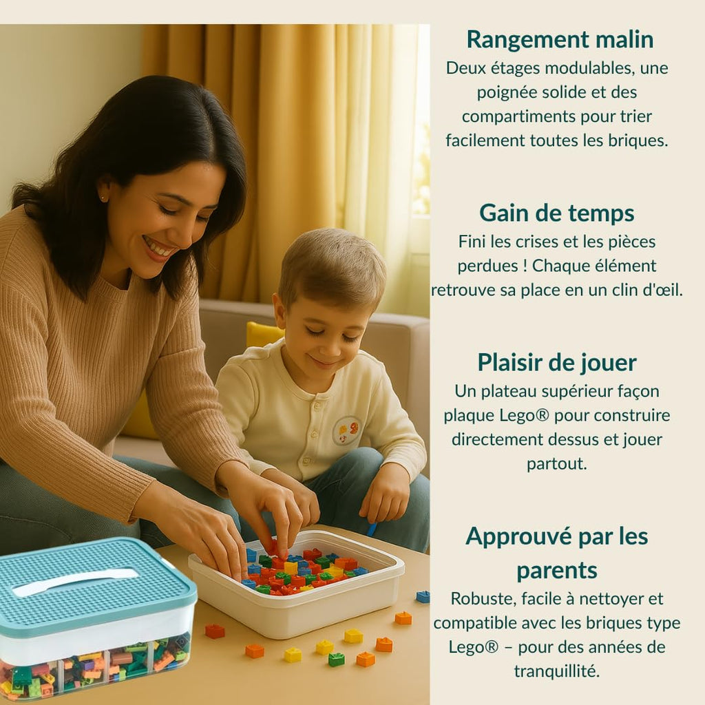 B2R Kids Toy Storage Box - 1 Tier Stackable for Lego - Plastic Organizer with Lid and Handle - Ideal for Toys, Small Rooms - Bedroom, School, Travel - image 2