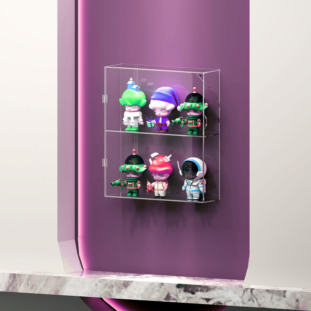 UoYeet Acrylic Display Cabinet for Both Wall Mount and Desktop Showcasing, 2 Layer Clear Display Case for Mini Toys, Pop Figurines - image 5