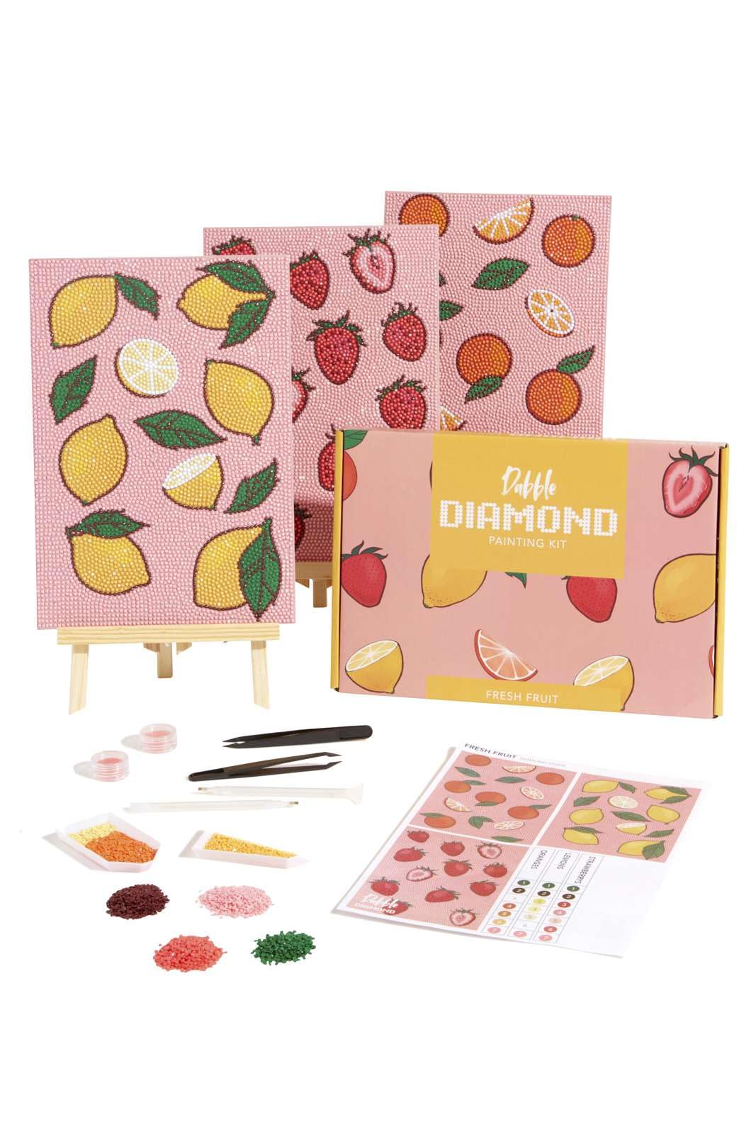 Dabble Set of 3 Full Diamond Painting Kits for Adults with Canvas Frame