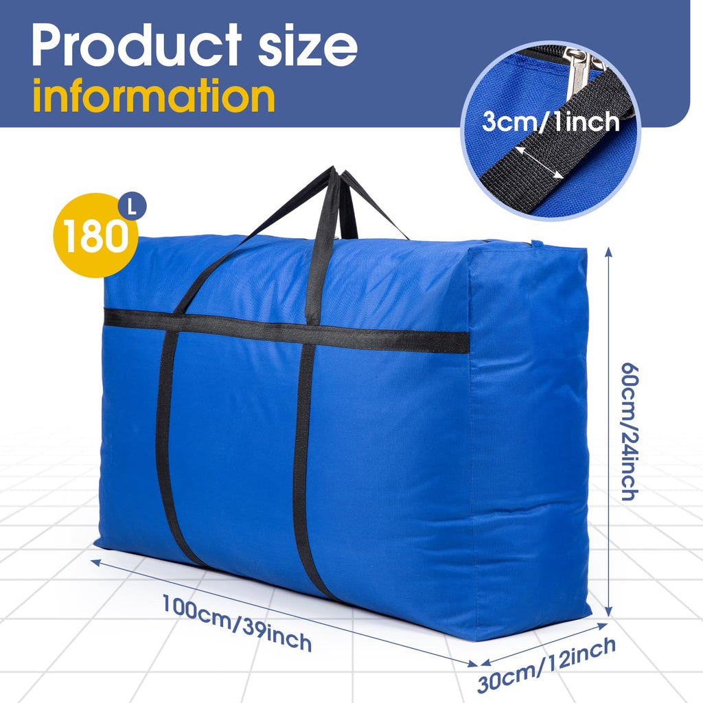 YiMiLiu 180L Extra Large Storage Bag Waterproof Luggage Bag Heavy Duty Moving Bag blue