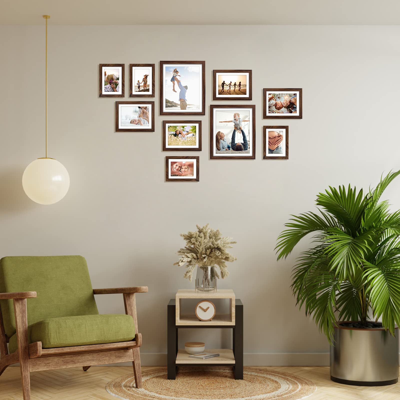 Giftgarden Walnut Brown Picture Frame Set | 10-Piece Gallery Wall Collage