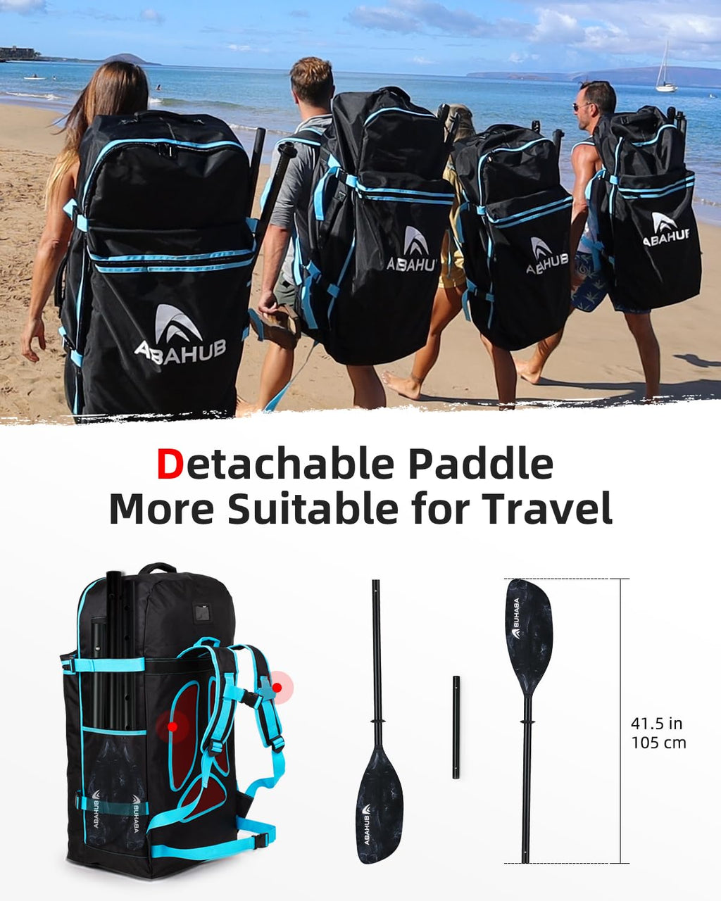 Abahub Adjustable Kayak Paddle | 210-230cm Aluminum Floating Oar