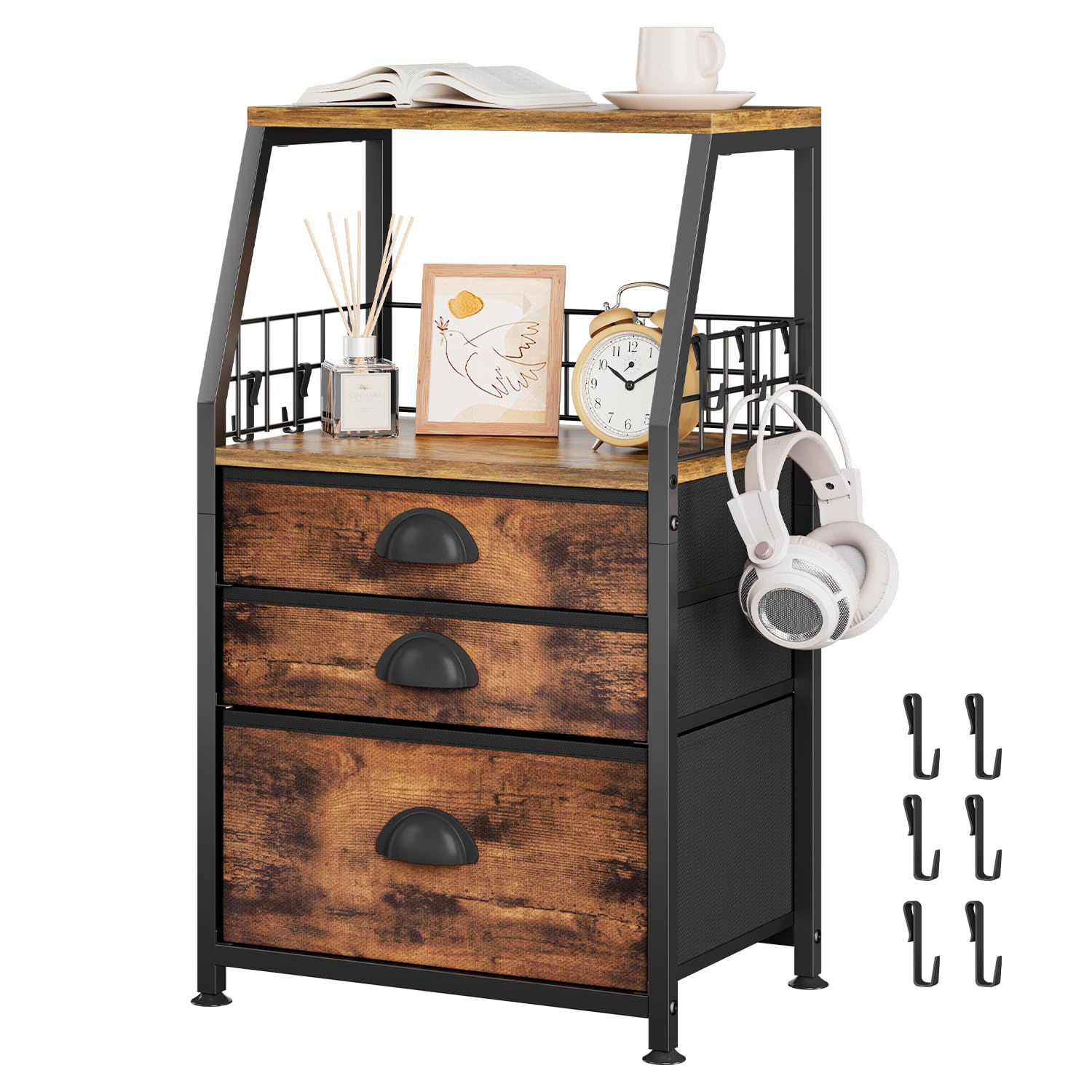 VASZOLA 3-Drawer Storage Organizer Tower | Side Table Printer Stand