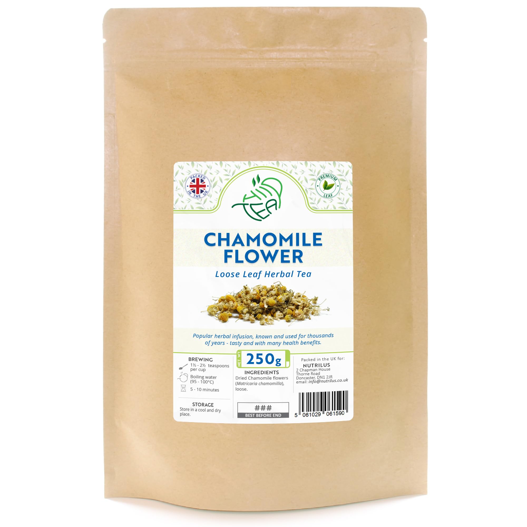 Organic Chamomile Loose Leaf Herbal Tea - Caffeine Free 250g