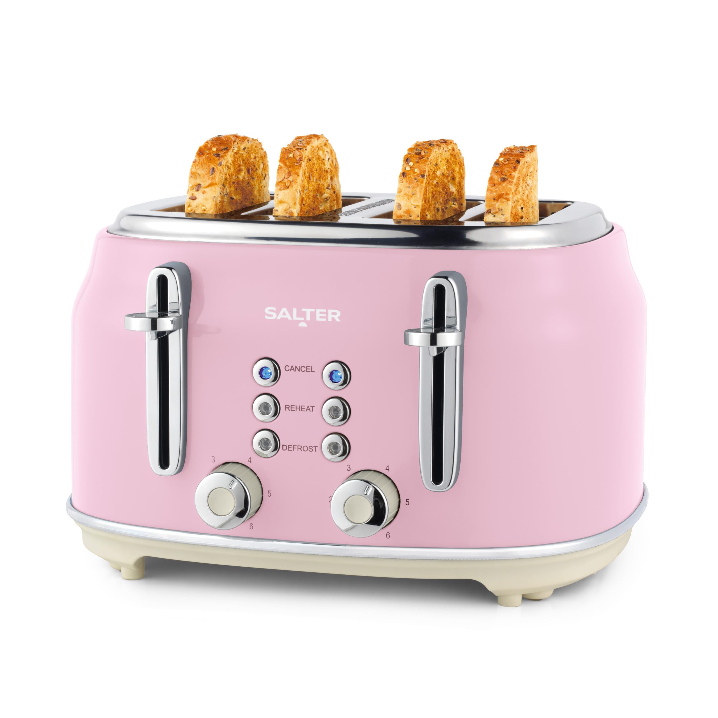 Salter Retro Pink Kettle and 4-Slice Toaster Set | 1.7L Fast Boil