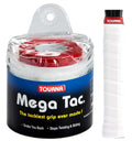 Tourna Mega Tac Extra Tacky Tennis Racket Overgrip, White, 30-Pack