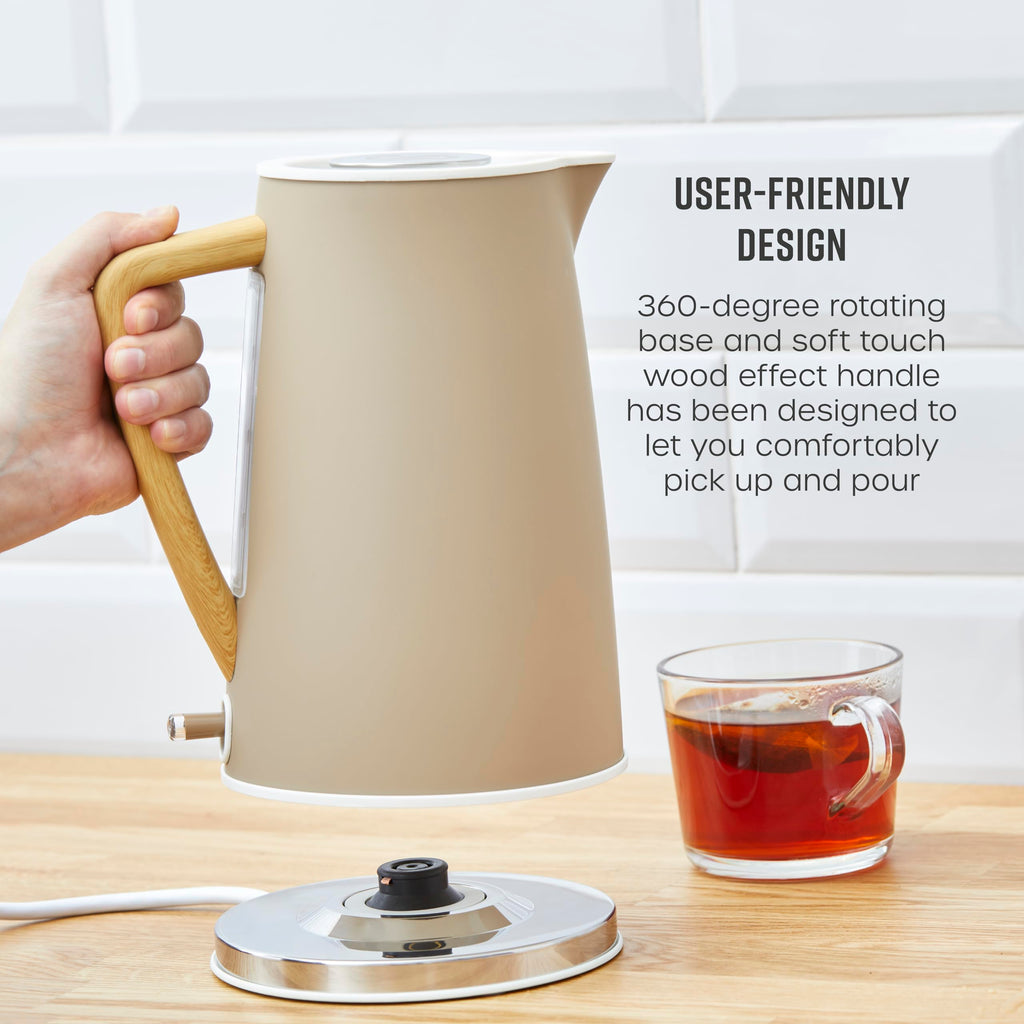 Swan Nordic Cordless Jug Kettle – 1.7L Rapid Boil, Oatmeal & Wood