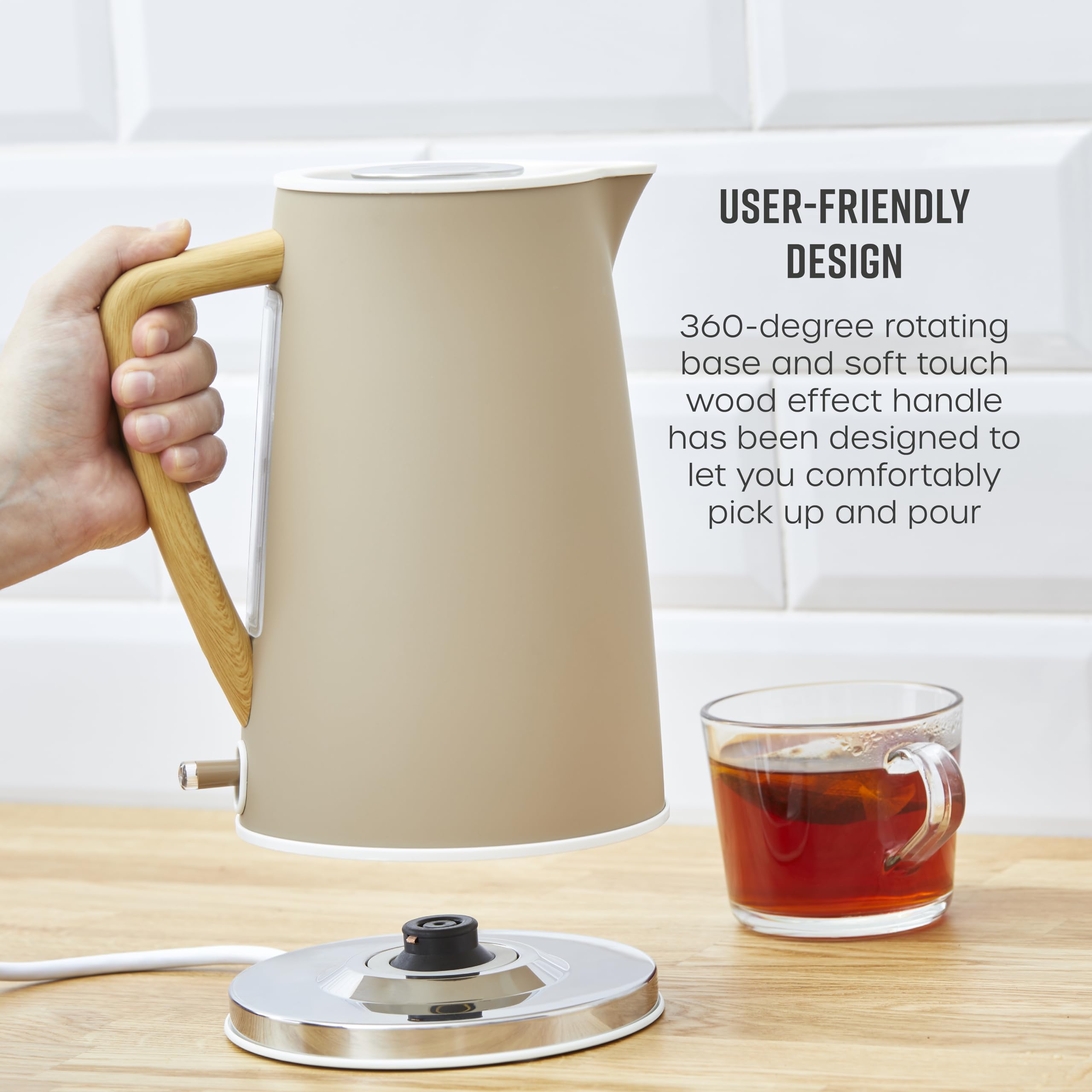 Swan Nordic Cordless Jug Kettle – 1.7L Rapid Boil, Oatmeal & Wood