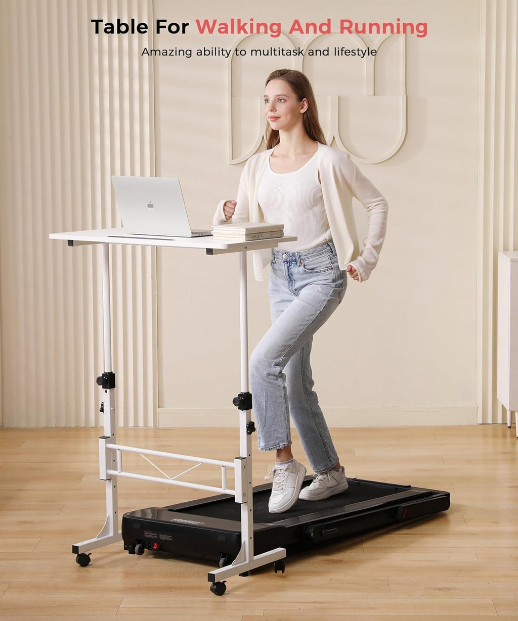 KLSMYHOKI Standing Desk Adjustable Height, Mobile Stand Up Desk with Wheels Small Computer Desks, Home Office Desk, Rolling Desks - image 4