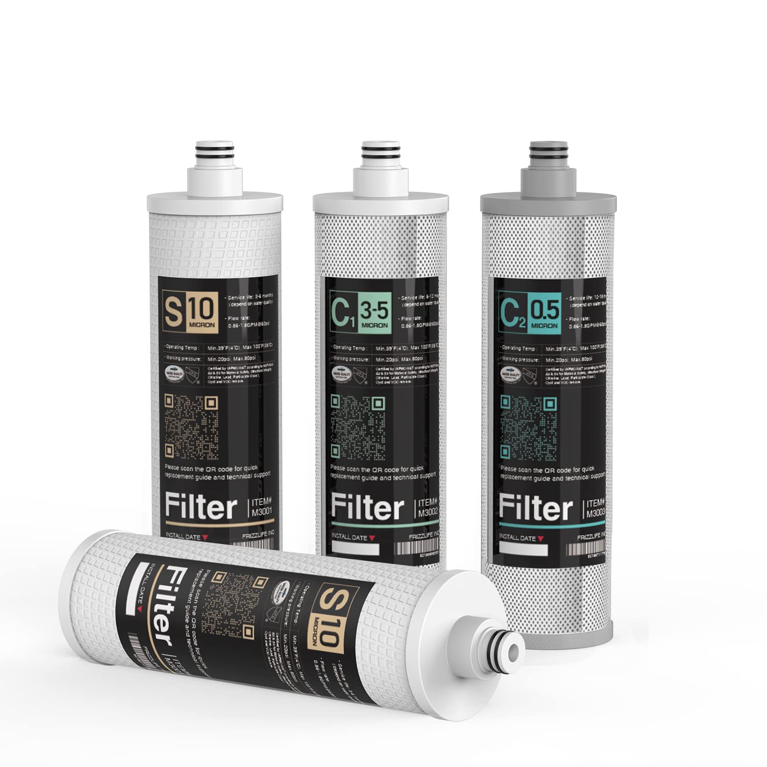 Frizzlife M3005 Replacement Filter Cartridge Set (4 Pack) for SK99 & SP99