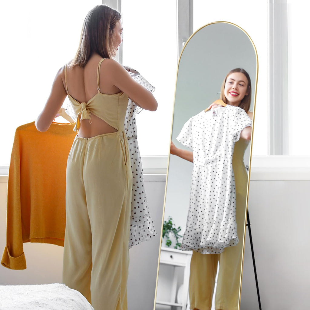 Melodieux Bogen Full Length Arch Mirror – 161x52cm Gold Aluminium Frame