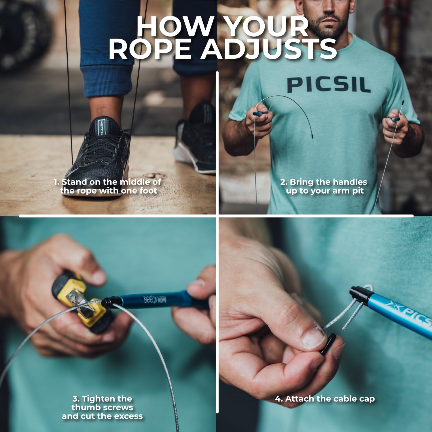 PICSIL BEE High Speed Skipping Rope – Aluminum Self-Adjusting Jump Rope