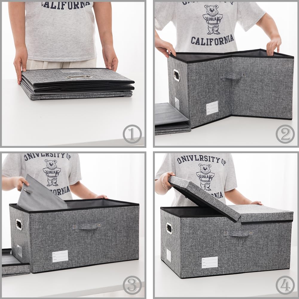 Prandom Storage Boxes with Lids Large,Collapsible Linen Fabric Storage Box,Decorative Bins,Really Useful Box,Clothing - image 5