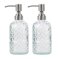 Glass Soap Dispenser Set with Stainless Steel Pump – 2 Pack