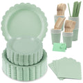 BOODPET Sage Green Tableware Set – 201pc Eco-Friendly Disposable Kit