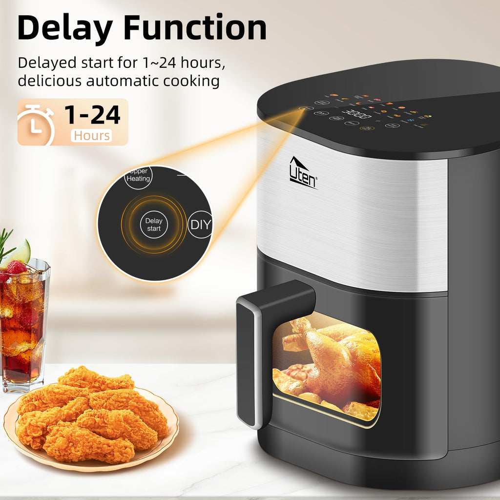 Uten Dual Blaze Air Fryer 5.5L | 14-in-1 Smart Cooker with Visual Window
