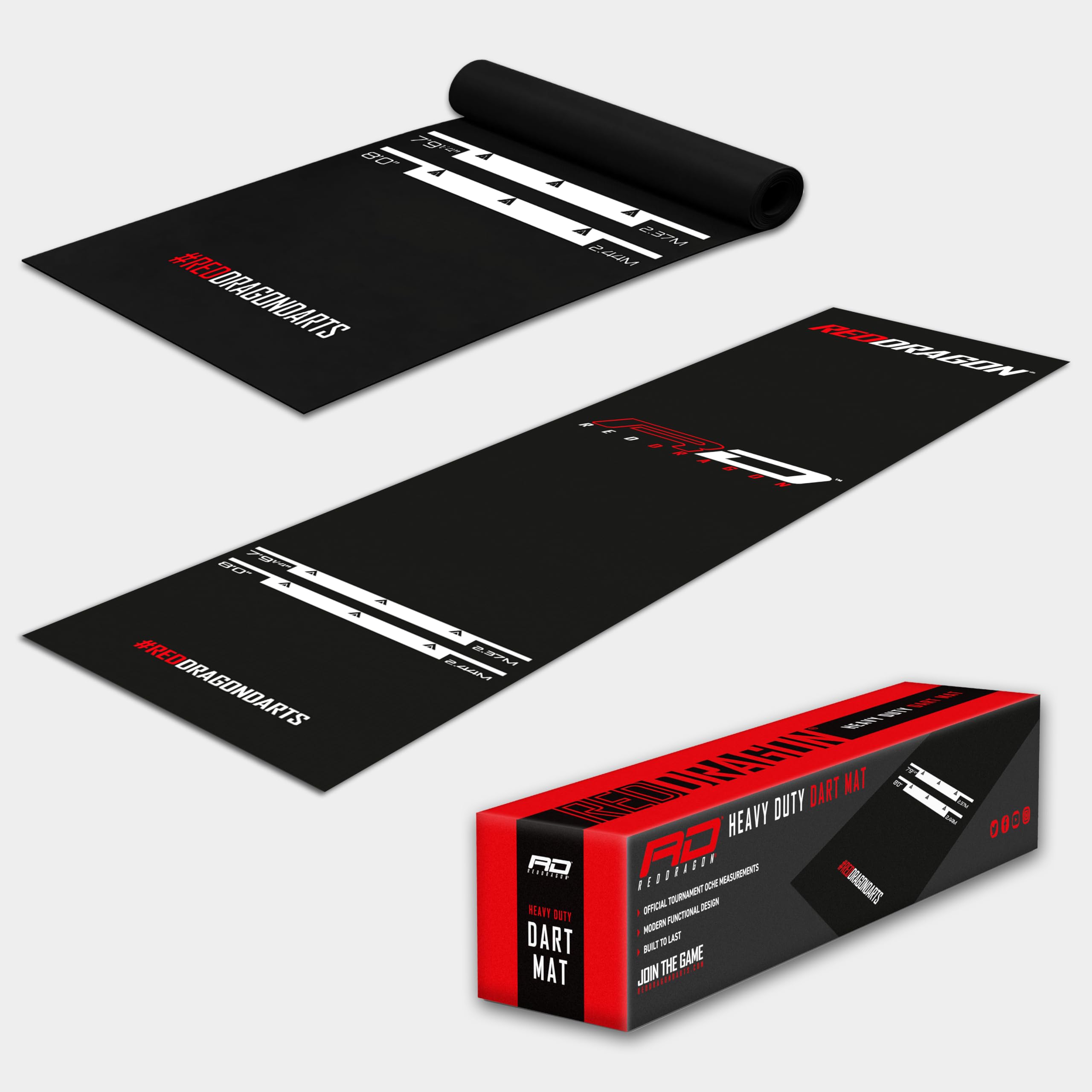 Red Dragon Heavy Duty Rubber Darts Mat with Oche Line - Tournament Size
