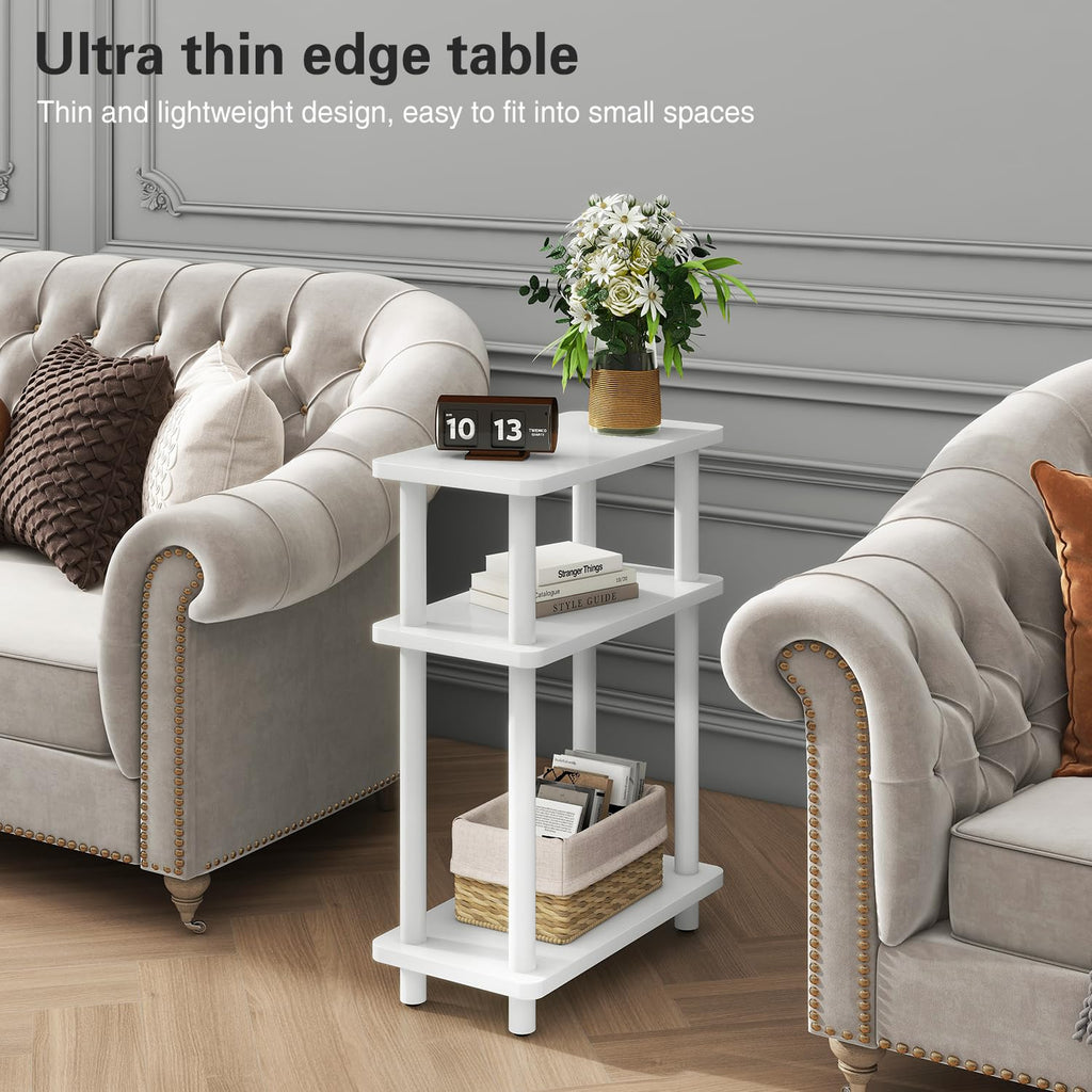 IBUYKE Narrow Side Table – 3-Tier Slim End Table for Small Spaces, Black